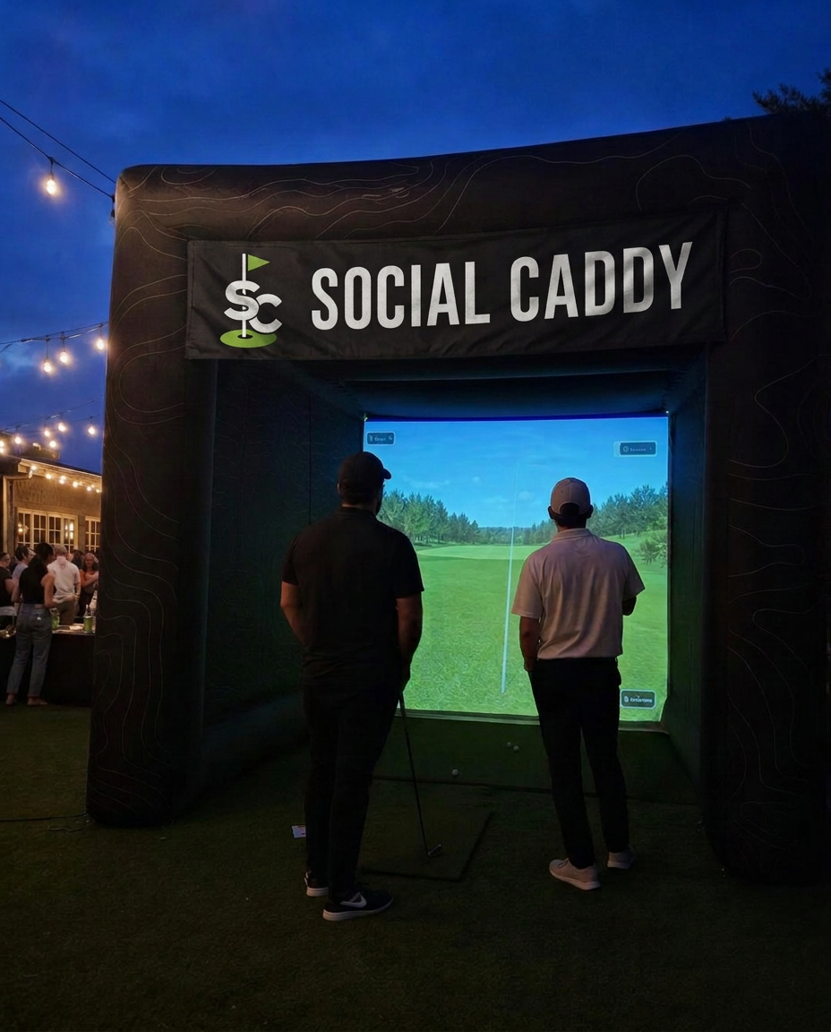 Premium golf simulator projecting a championship course